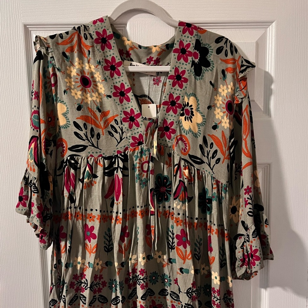 Three Bird Nest Multicolor Floral Tunic